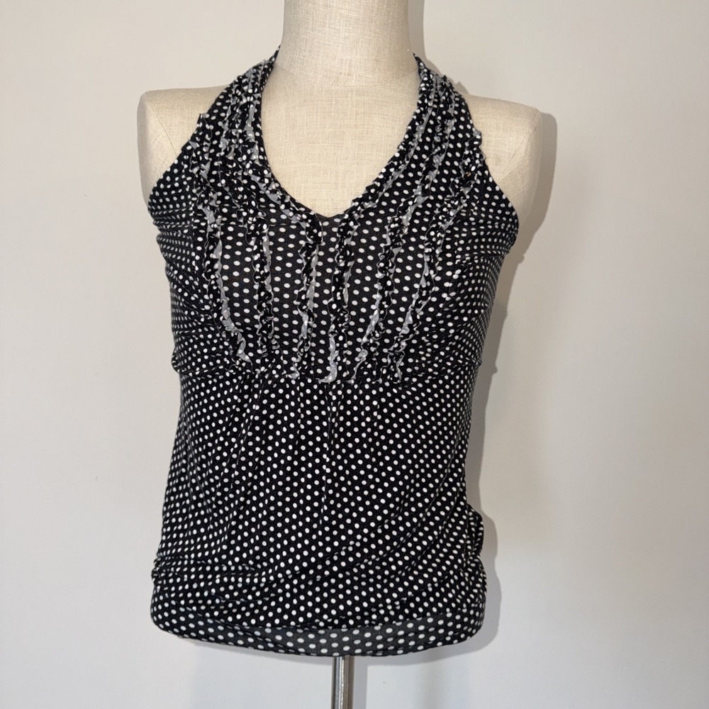 Rue 21 Y2K Women's Black Polka Dot Halter Top‎ Size Medium